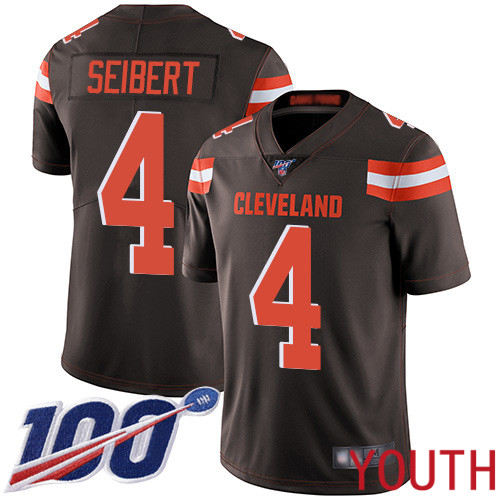 Cleveland Browns Austin Seibert Youth Brown Limited Jersey #4 NFL Football Home 100th Season Vapor Untouchable->youth nfl jersey->Youth Jersey